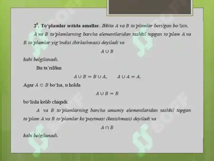 To'plamlar va ular ustida amallar 7