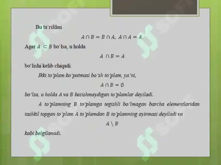 To'plamlar va ular ustida amallar 8