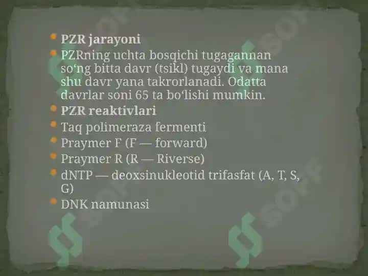 Polimeraz Zanjirreaksiyasi (PZR) 8