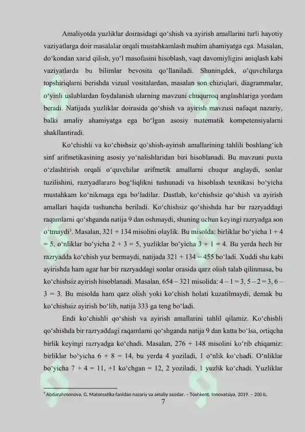 1000 ichida nomanfiy butun sonlar ustida arifmetik amallarni o‘rgatish metodikasi 7