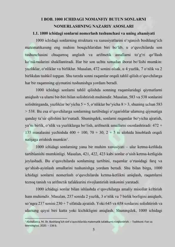 1000 ichida va ko‘p xonali nomanfiy butun sonlarni nomerlashga o‘rgatish metodikasi 5