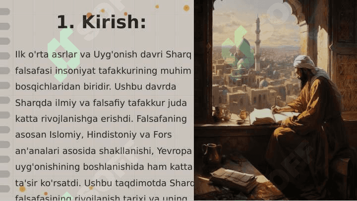 Ilk O'rta Asrlarda Sharq Falsafasi va Uyg'onish Davri 2