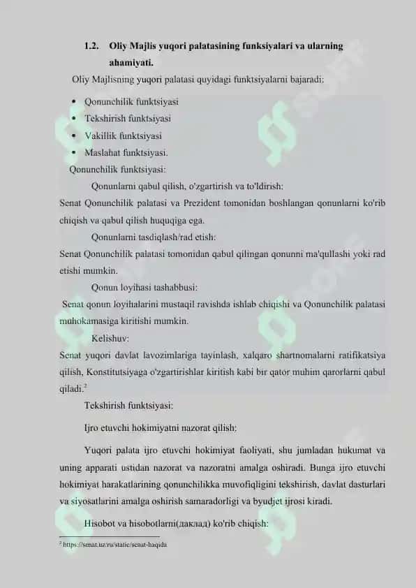 Oliy Majlis va uning palatalarining birgalikdagi vakolatlari 8