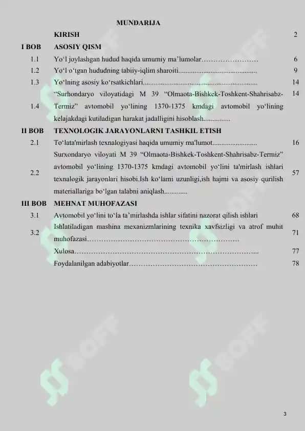 M 39 "Olmaota-Bishkek-Toshkent-Shahrisabz-Termiz" avtomobil yo‘lining rekonstruksiya qilish texnologik jarayonlari 3