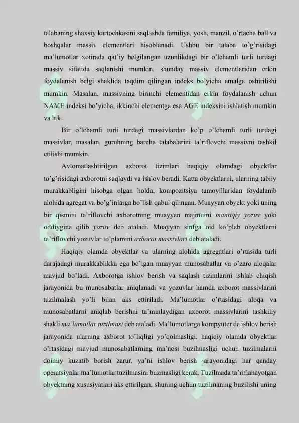 Ma'limotlarning chiziqli tuzilmalari 4