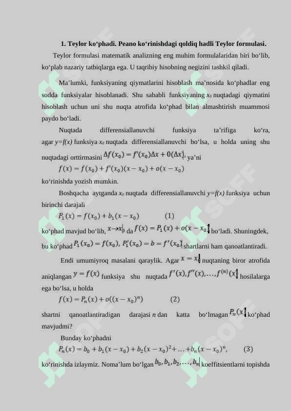 Teylor formulasining taqribiy  hisoblashga tatbiqlari 2