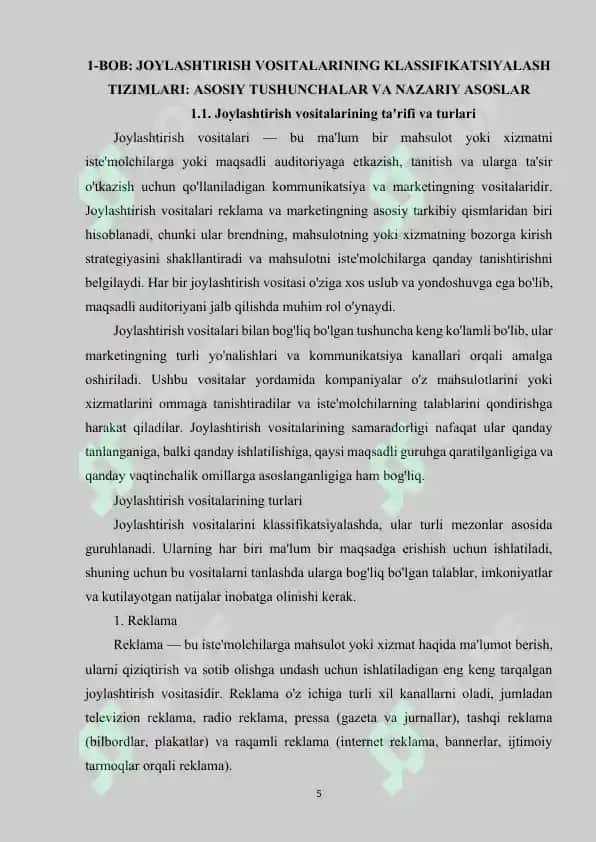 JOYLASHTIRISH VOSITALARINING KLASSIFIKATSIYALASH TIZIMLARI 5