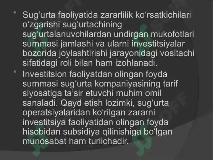 Sug'urtada ta’rif siyosati 4