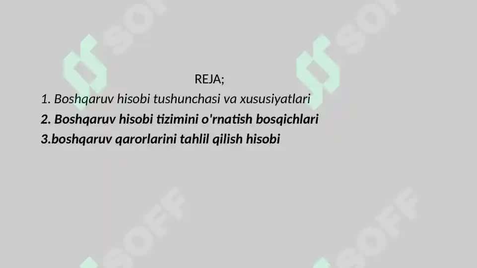 BOSHQARUV XISOBINI TASHKIL ETISH 2