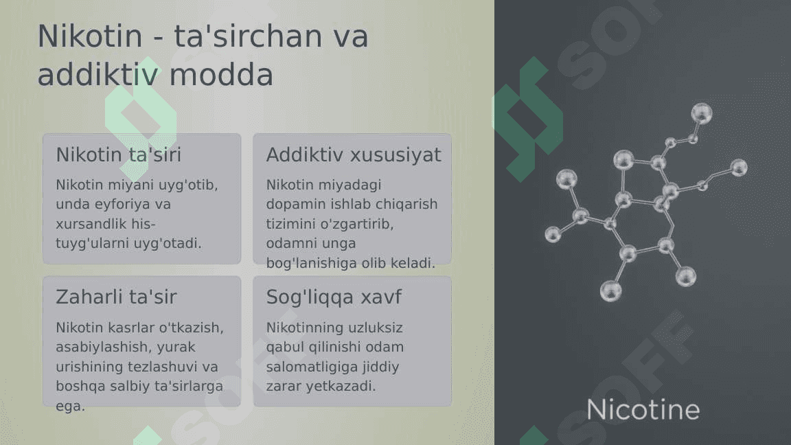 Nikotinizm va uning asoslari.Nikotinizmning o’smirlar va ayollar organizmiga ta’siri. 6