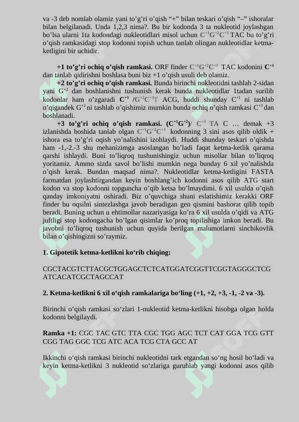 Hisoblashning ochiq ramkasini izlash. ORF Finder dasturida ishlash. 3