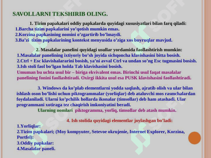 Windows operatsion tizimida oynalar bilan ishlash 1