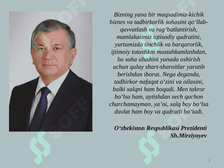 Tadbirkorlik asoslari fanidan slayd 2