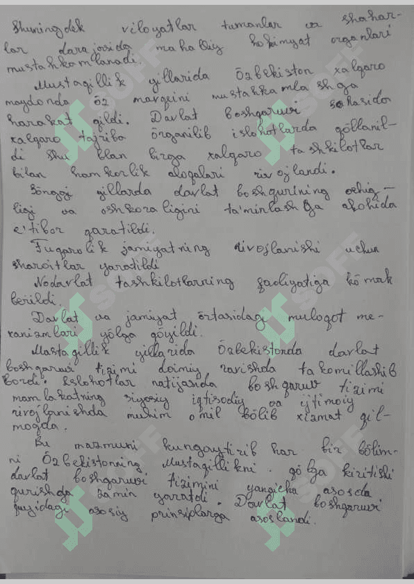 O'zbekistonning eng yangi tarixi fanidan 2 mustaqil talim uchun tayyor ish 3