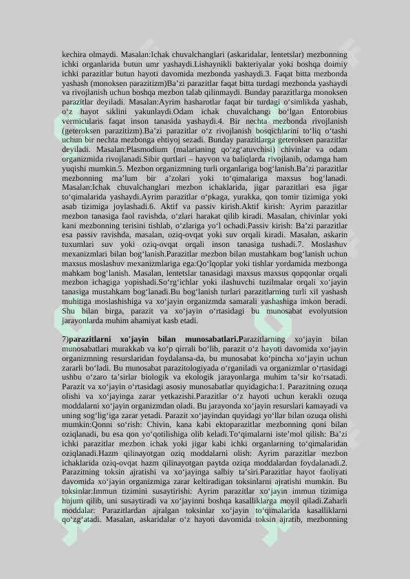 Parazitologiyadan oraliq savollari javobi bilan (shippi) 5