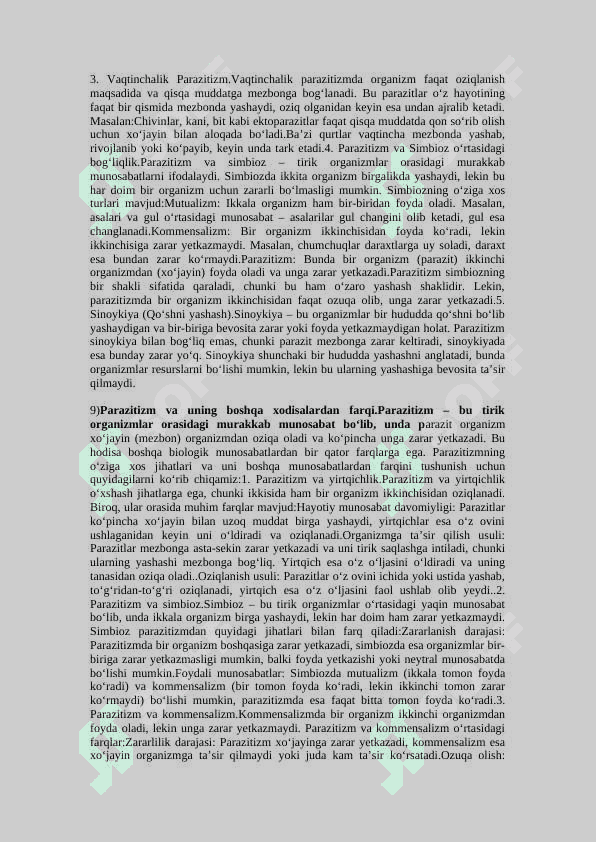Parazitologiyadan oraliq savollari javobi bilan (shippi) 7