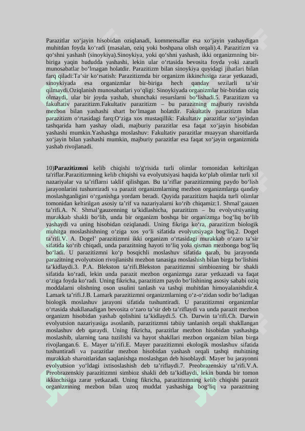 Parazitologiyadan oraliq savollari javobi bilan (shippi) 8