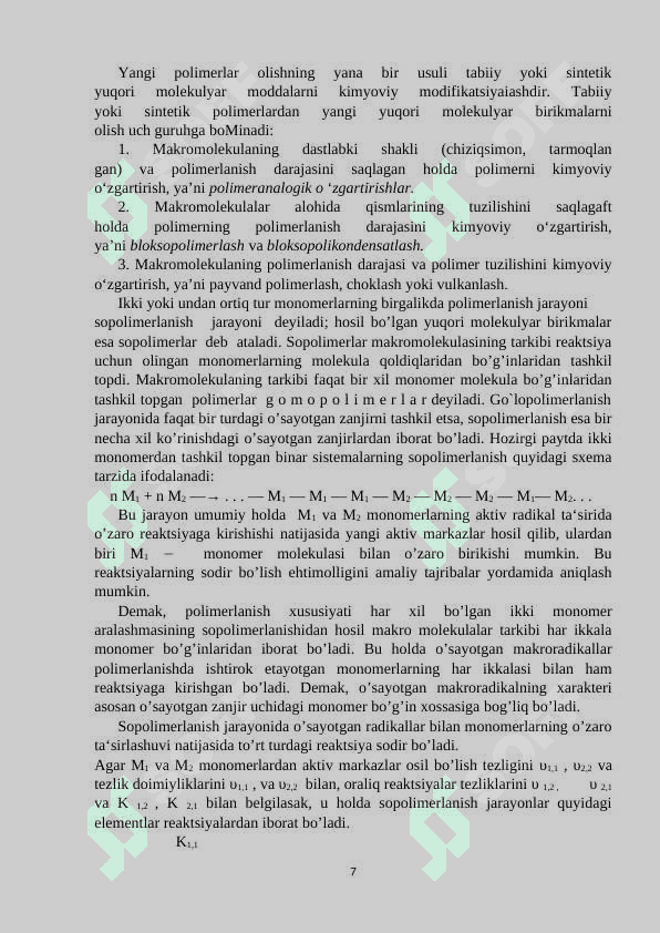 Sopolikondesatlanish reaktsiyalari: usullari, mexanizmlari, va sopolikondensatlanishda katalizatorning roli. 7