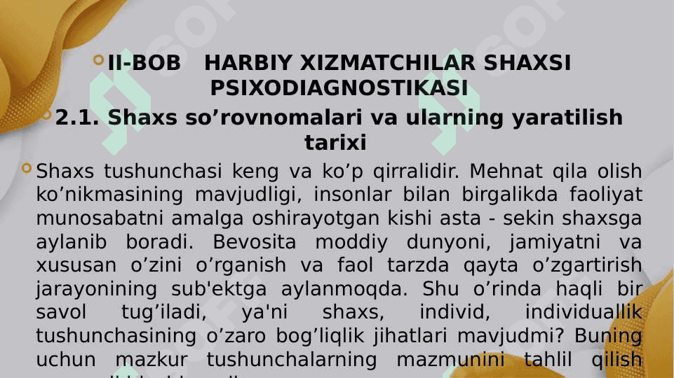 HARBIY XIZMATCHI SHAXSINING PSIXOLOGIK XUSUSIYATLARI DIAGNOSTIKASI 8