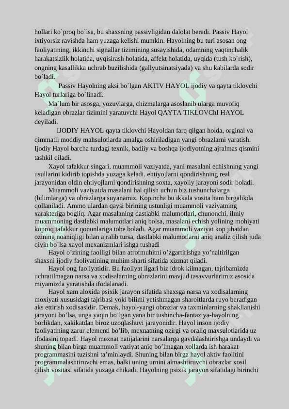 Hayol haqida tushuncha 3