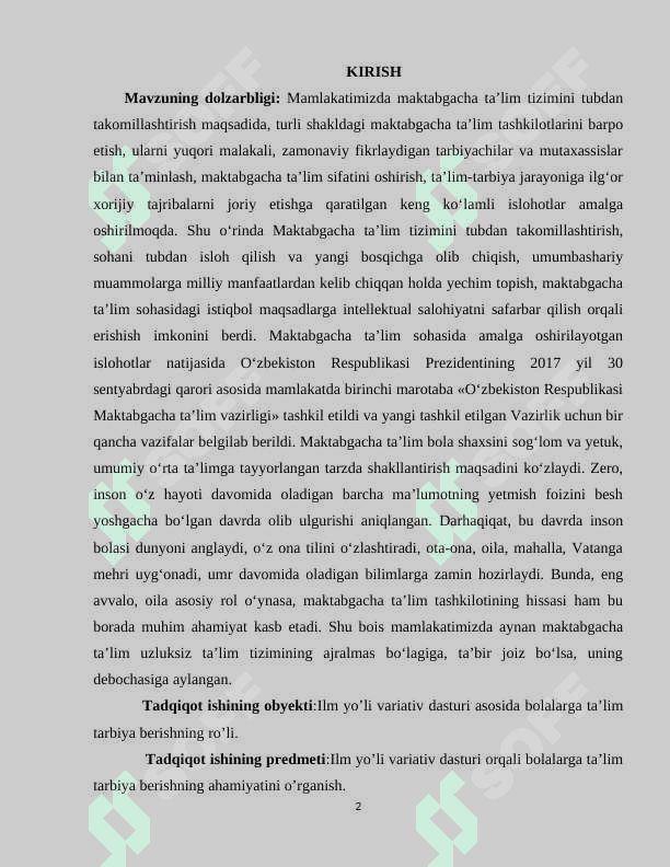 ILM YO'LI VARIATIV DASTURI ASOSIDA 6-7 YOSHLI BOLALARNI MAKTAB TA'LIMIGA TAYYORLASH 2
