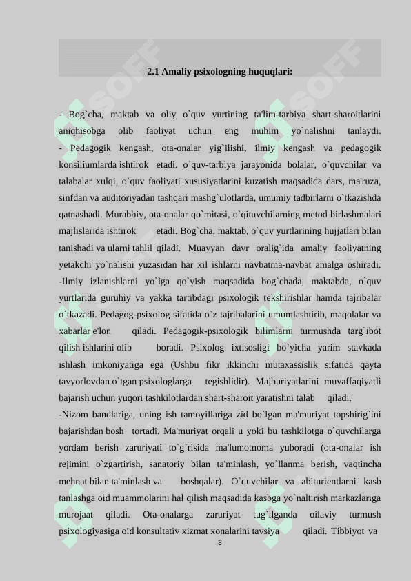 Amaliy psixologning axloqiy kasbiy faoliyati asosida yotuvchi asosiy tamoyillar 8