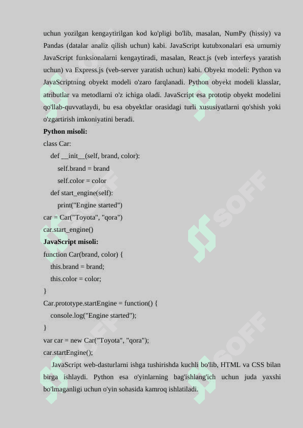 Python dasturlash tili va JavaScript dasturlash tilining qiyosiy tahlili 8