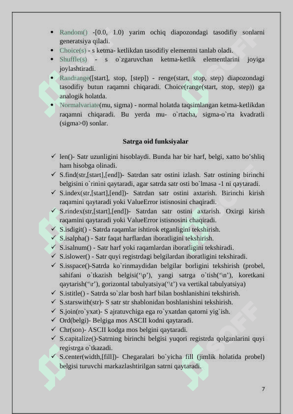 Python dasturlash tilining imkoniyatlari 7