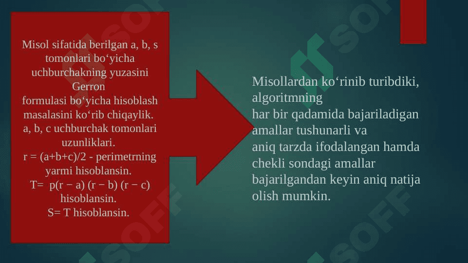 Algoritmlar, xossalari va algoritmlar yaratish 6