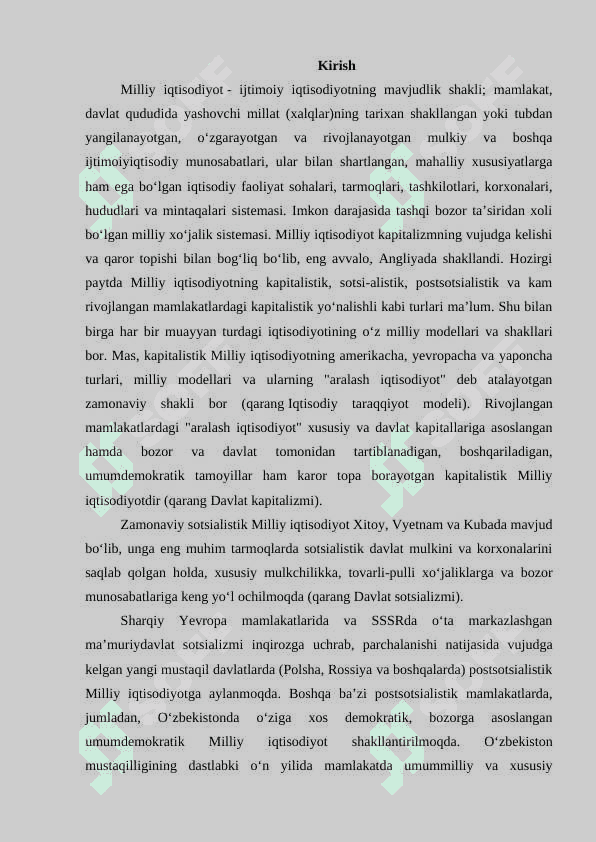 Milliy iqtisodiyot rivojlanishida korxonaning o‘rni va ahamiyati. 2