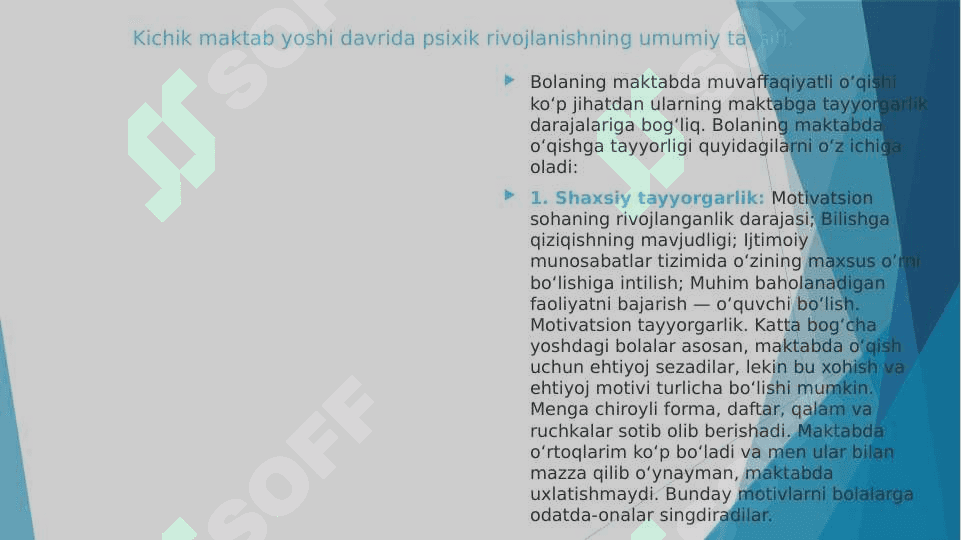 Mavzu: Kichik maktab yoshi davrida psixik rivojlanish xususiyatlari. 3