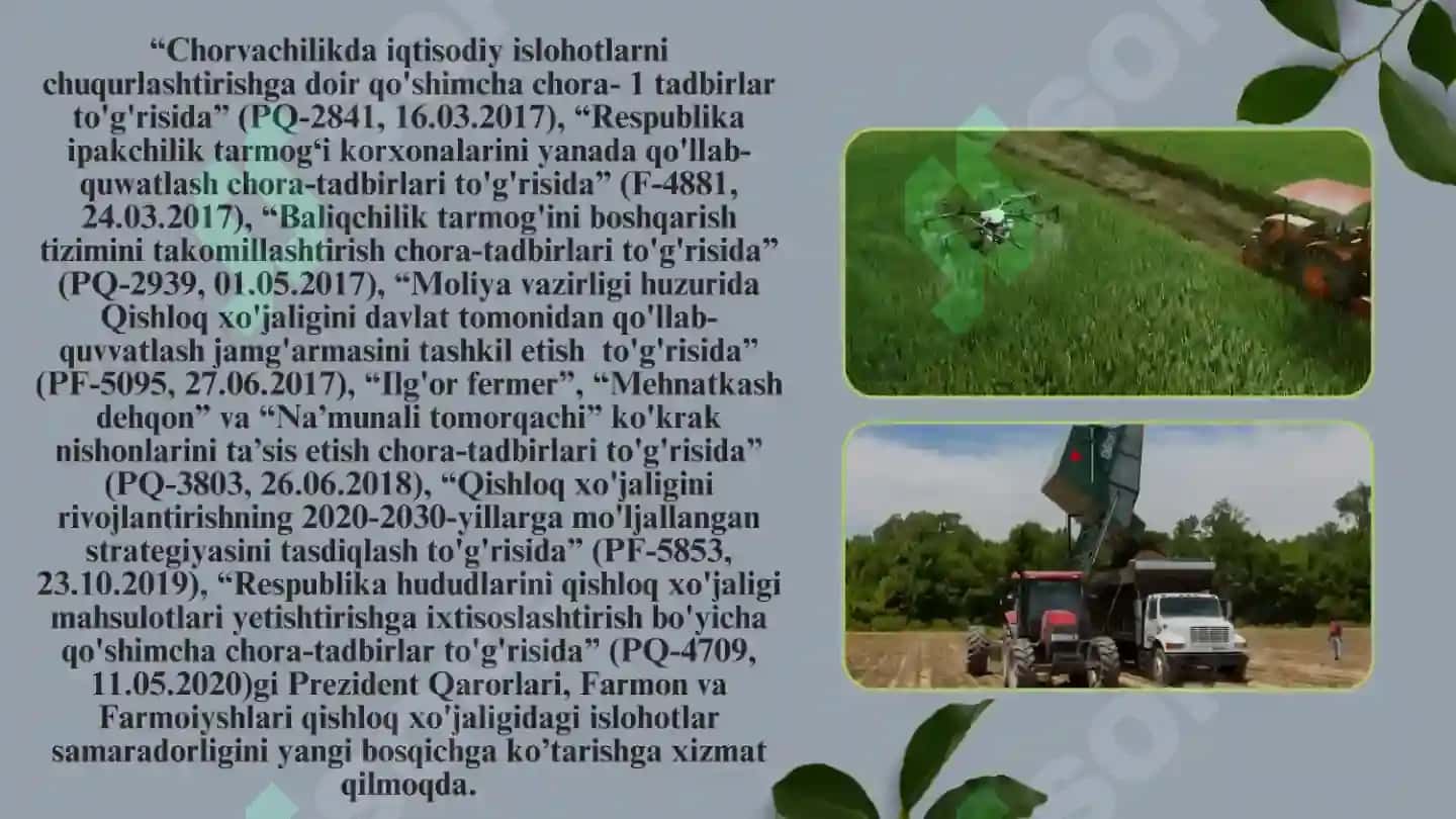Oʻzbekistonda Mustaqillik yillarida qishloq xoʻjaligi va sanoat sohasidagi oʻzgarishlar 6