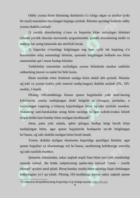 Bitimlarni haqiqiy sanalish shartlari 8