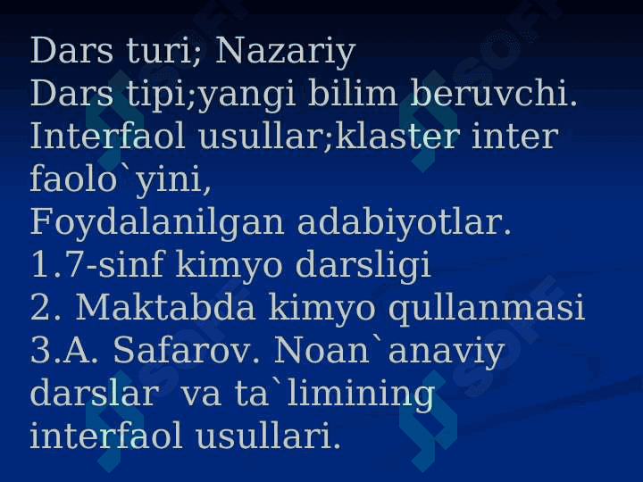 ASOSLARNING OLINISHI VA XOSSALARI. DARS ISHLANMA. 3