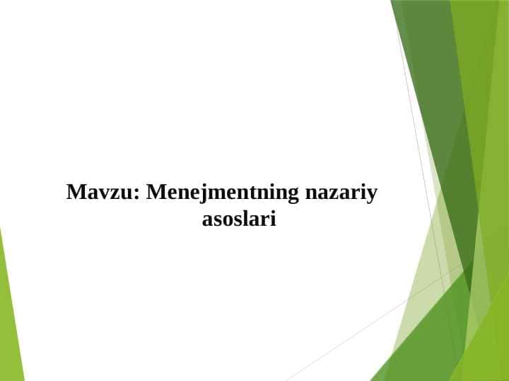 Menejmentning nazariy asoslari 1