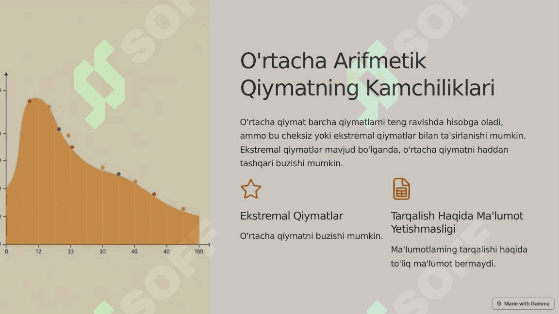 O'rtacha arifmetik qiymati va uning xususiyatlari. Standart og'ish va uning ahamiyati 4