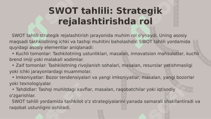 Soha korxonalarida strategik rejalashtirish 7