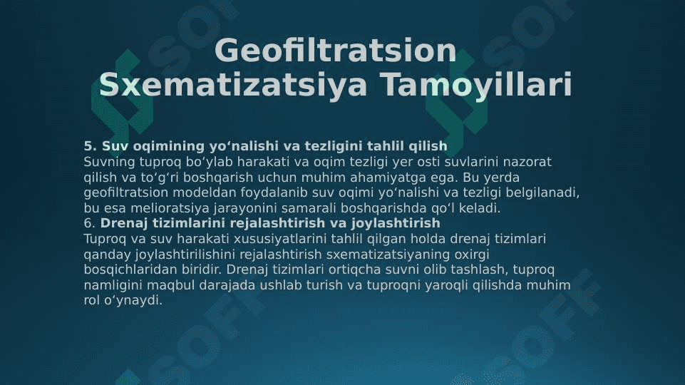 Melioratsiya qilinayotgan yerlarni geofiltratsion sxematizatsiya tuzish tamoyillari. Masshtablari. Geofiltratsion qirqimlar. 4