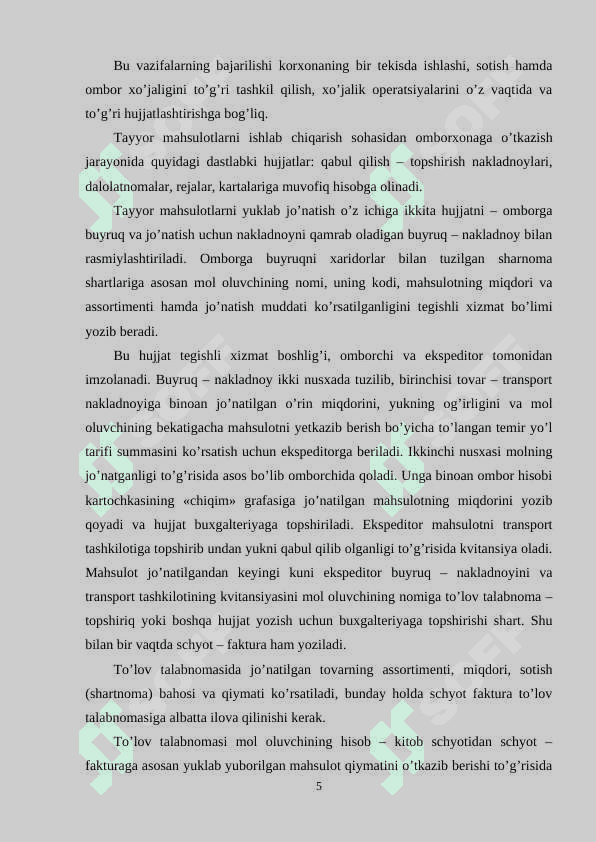 TAYYOR MAHSULOT VA UNI SOTILISHINI HISOBGA OLISH 5