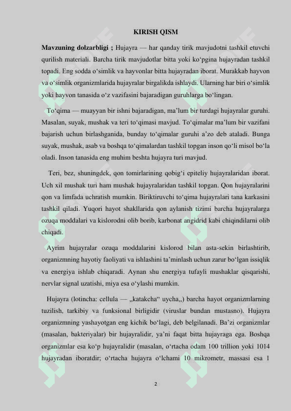 Hujayraning kashf etilishi… 2