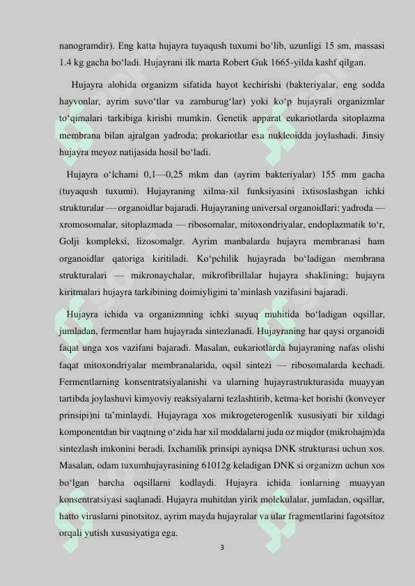 Hujayraning kashf etilishi… 3