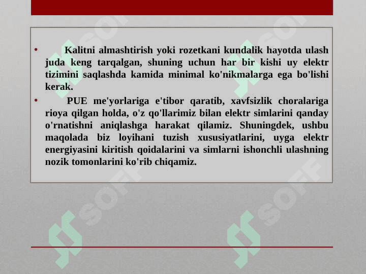 IKKI XONALI UYNI MONTAJ QILISH USULLARI. RADIO QABUL QILUVCHI QURILMALAR. 3