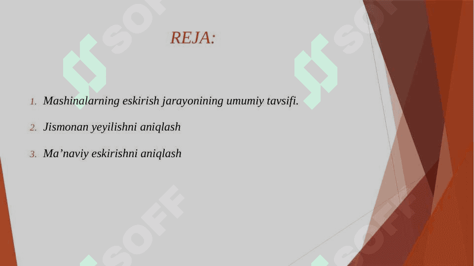 Mashinalarning jismonan yeyilishi va maʼnaviy eskirishini aniqlash 2
