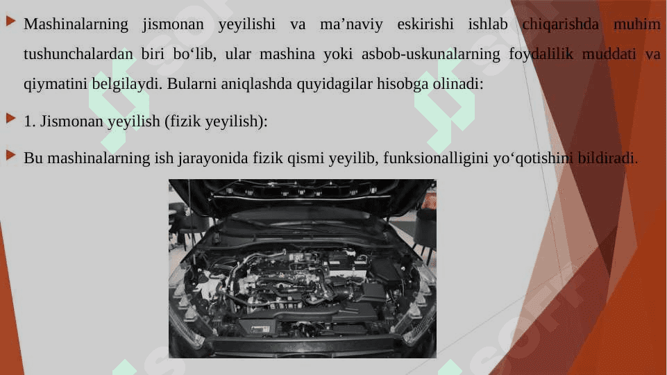 Mashinalarning jismonan yeyilishi va maʼnaviy eskirishini aniqlash 3