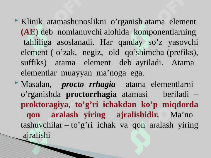 Кlinik terminologiyaga kirish. Кlinik atamalar yasash usullari. Suffiksatsiya 3