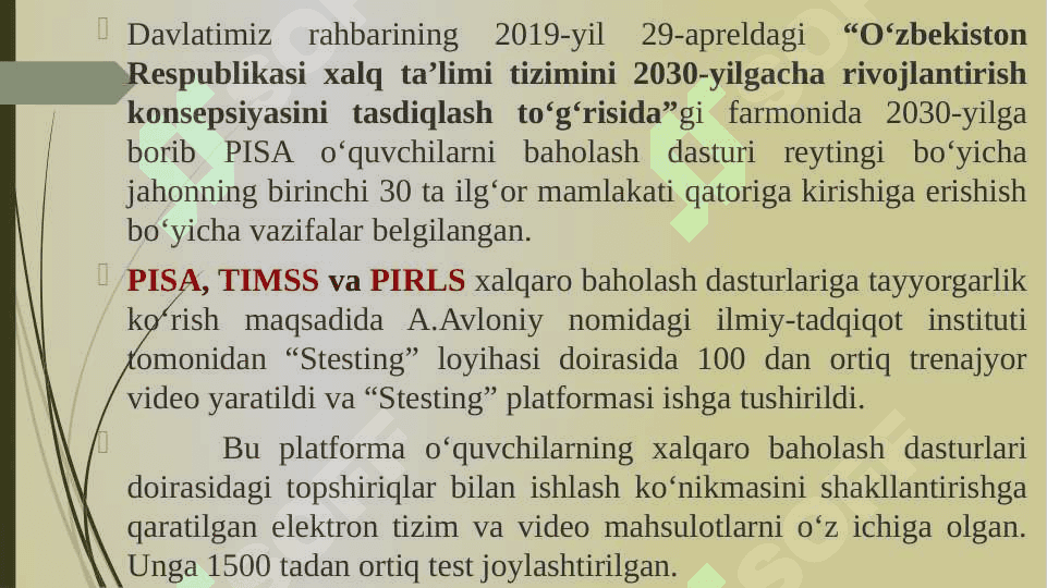 TIMSS xalqaro baholash topshiriqlari. 2