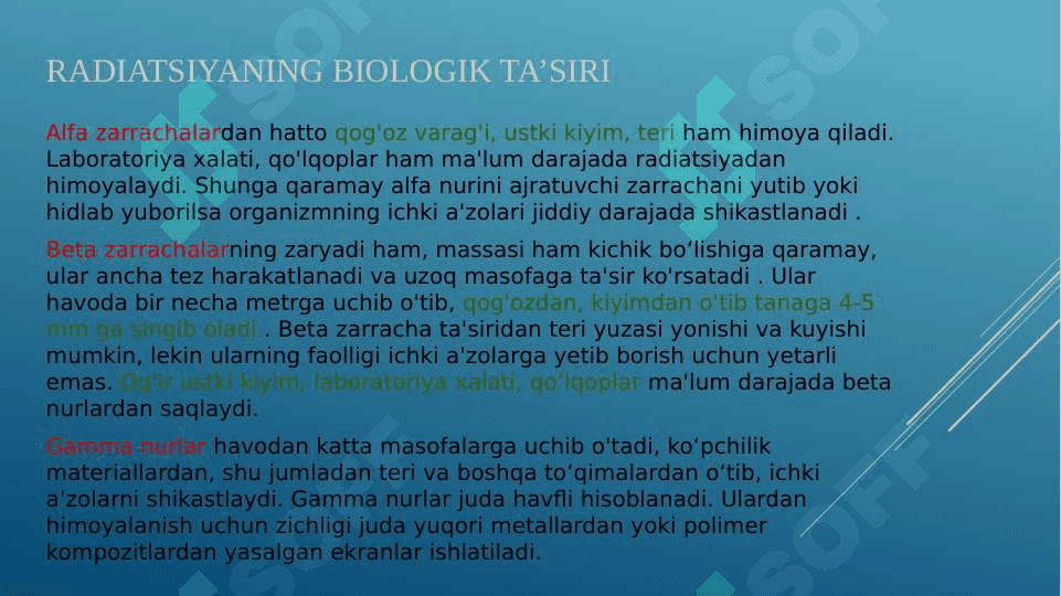 Yadro kimyosining tibbiyotdagi ahamiyati. 8