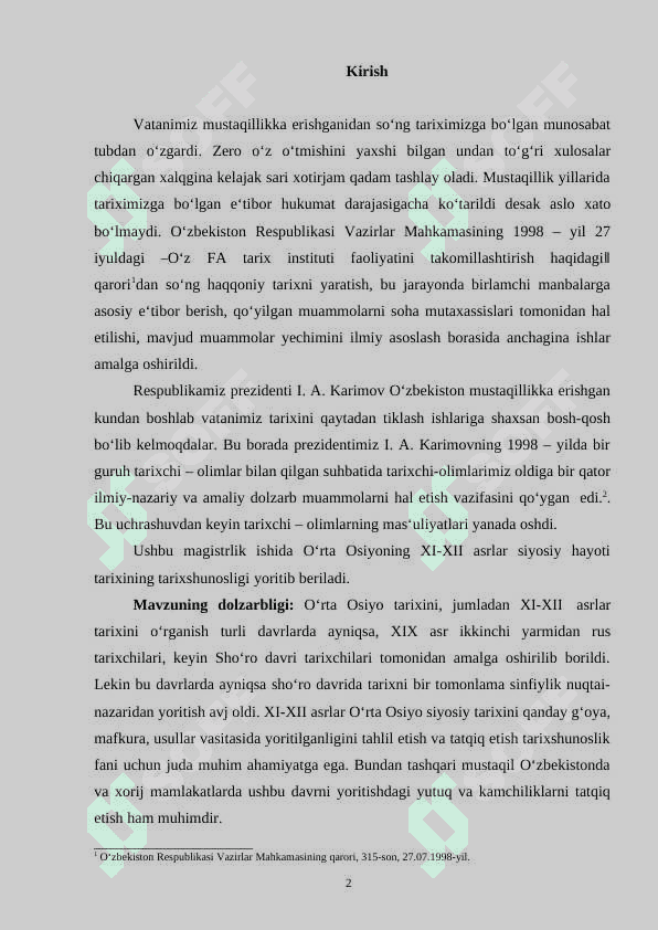 XI-XII ASRLARDA O’RTA OSIYO SIYOSIY HAYOTI TARIXINING TARIXSHUNOSLIGI 2
