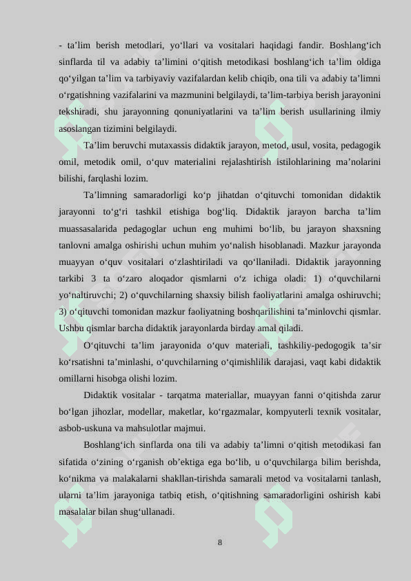 Ona tilini o'qitishda sinfdan va maktabdan tashqari ishlarni tashkil etish 8