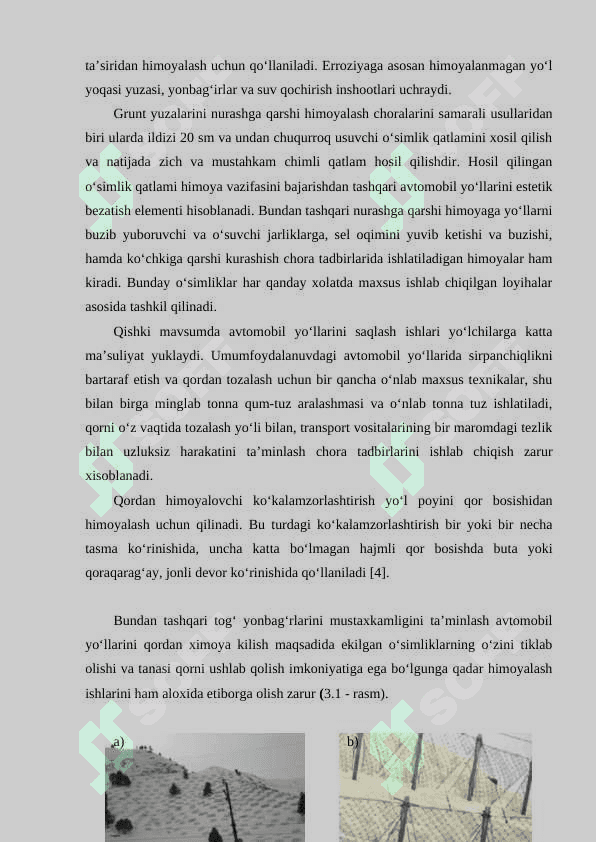 AVTOMOBIL YO‘LLARINI KO‘KALAMZORLASHTIRISH USULLARINI O‘RGANISH 2